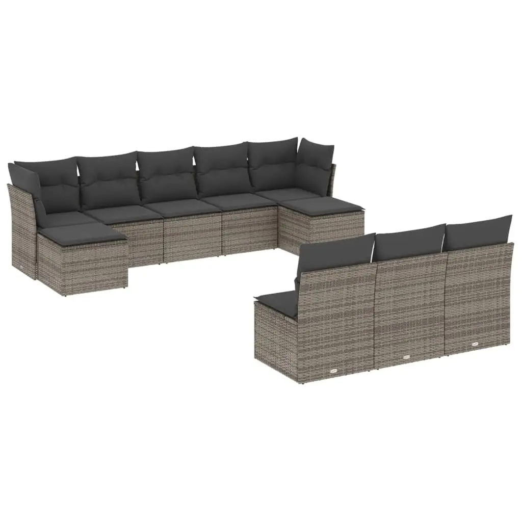 Garden Sofa Set 10 Piece Outdoor Furniture Patio Seating Grey with Cushions
