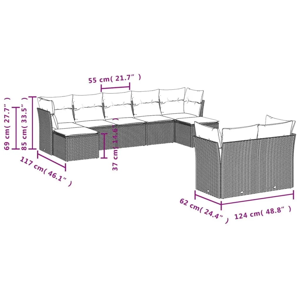 9-Piece Garden Sofa Set for Outdoor Use