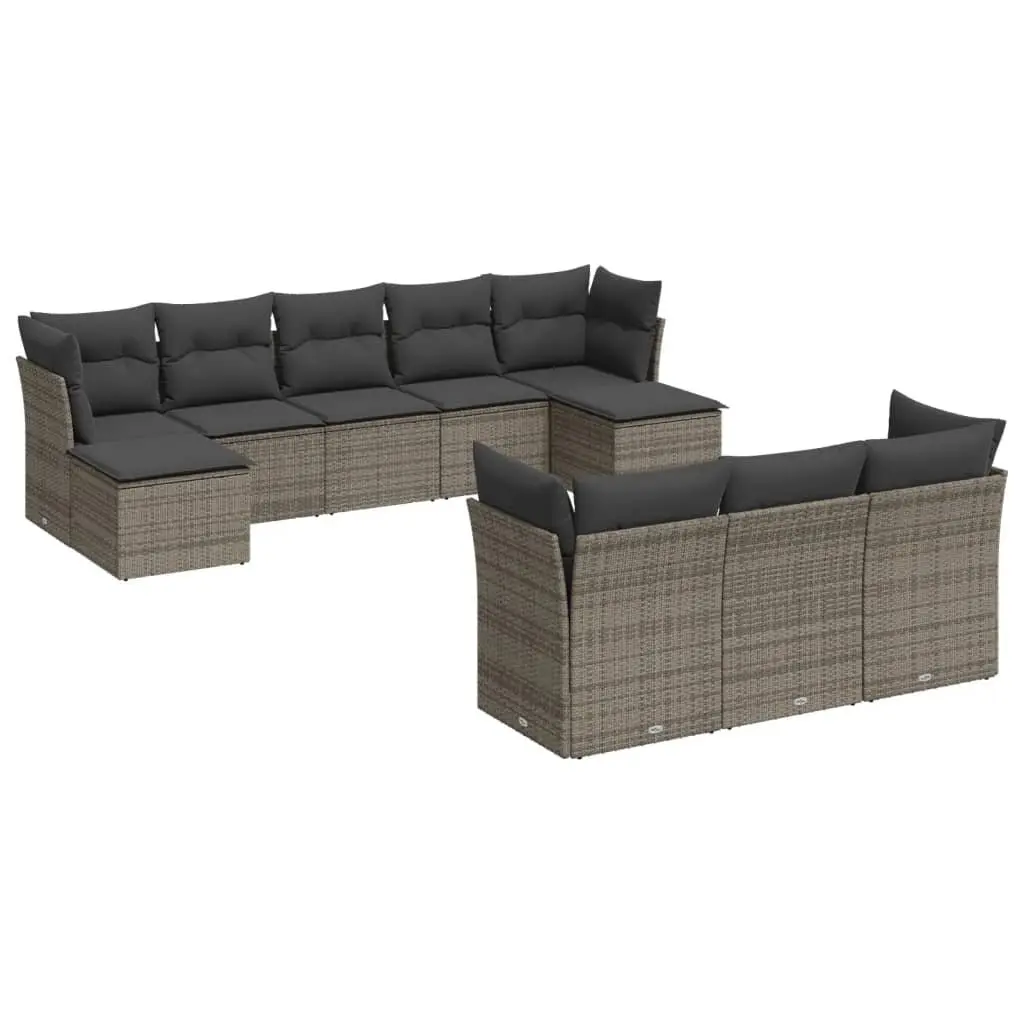 Garden Sofa Set 10 Piece Outdoor Furniture Patio Sectional Modular Grey Cushions
