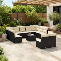 Versatile 12 Piece Black Rattan Garden Sofa Set