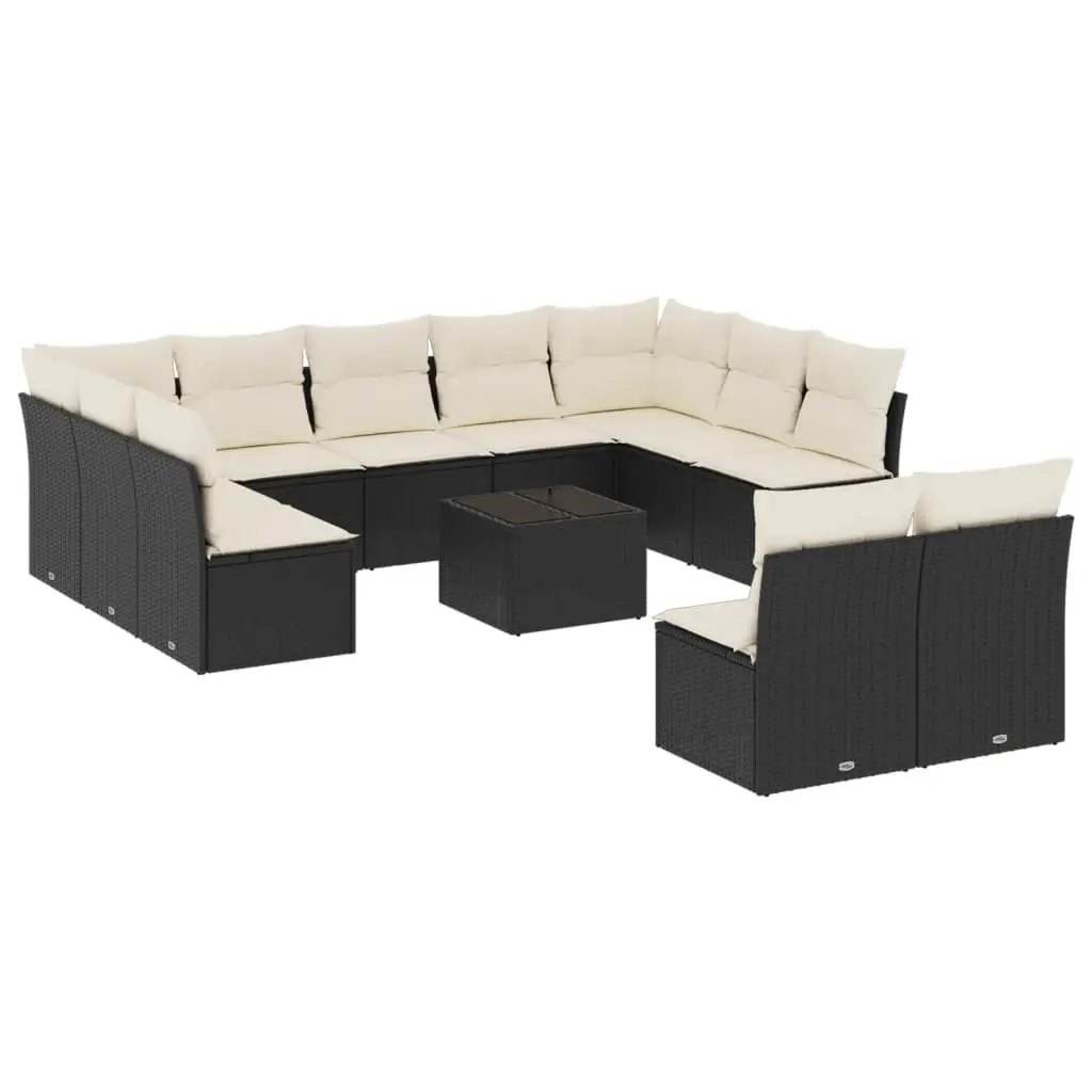 Garden Sofa Set Poly Rattan 12 Piece Outdoor Furniture Black