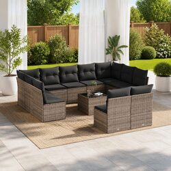Garden Sofa Set 12 Piece Outdoor Furniture Patio Seating Grey with Cushions