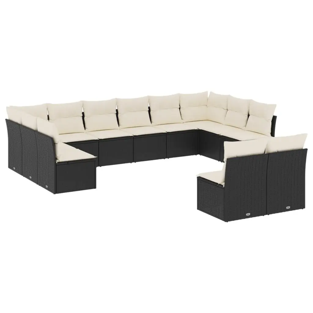 Garden Sofa Set PE Rattan 12 Piece Outdoor Furniture Black Modular Patio