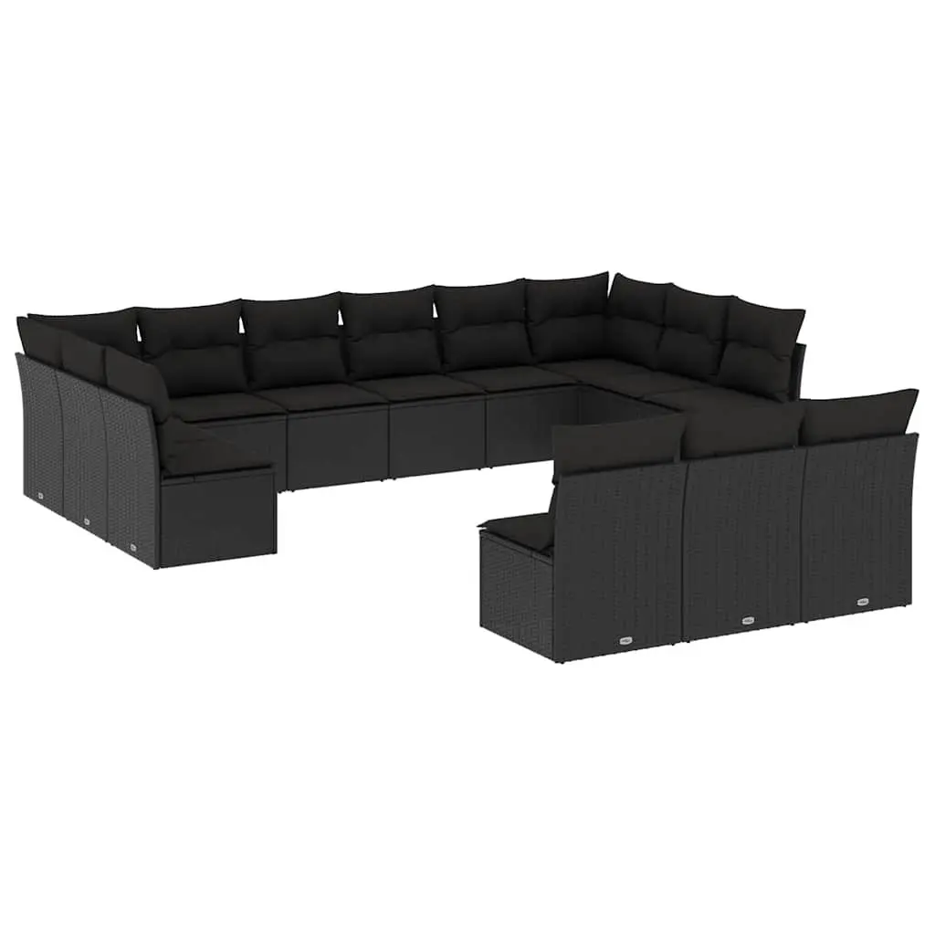 Garden Sofa Set 13 Piece Outdoor Furniture Patio Black Rattan Cushions Modular