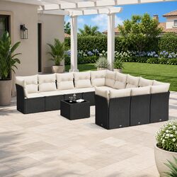 Functional 12 Piece Black Garden Sofa Set for Any Outdoor Space