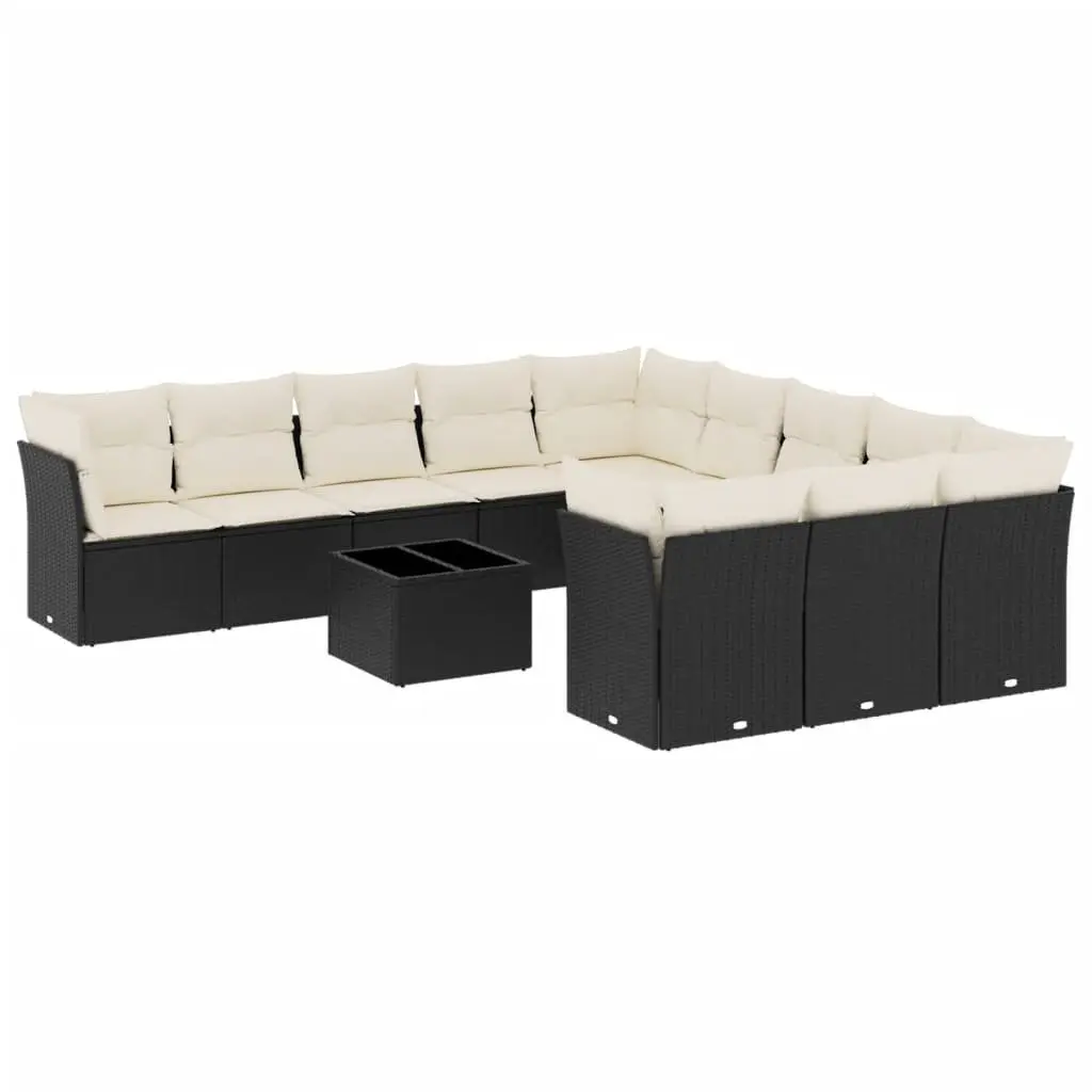 Garden Sofa Set Modular PE Rattan 12 Piece Outdoor Furniture Black