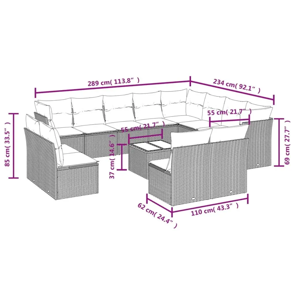 13 Piece Garden Sofa Set for Outdoor Use