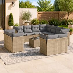 12 Piece Beige Outdoor Sofa Set for Relaxing Spaces