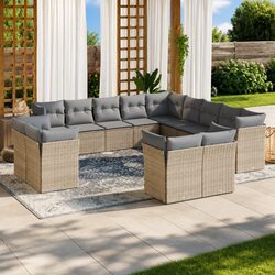 Outdoor Garden Sofa Set 13 Piece Modular Patio Furniture with Cushions Beige