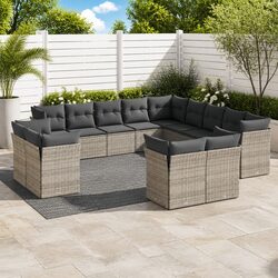 Garden Sofa Set 13 Piece Outdoor Furniture Grey Modular Patio Seating with