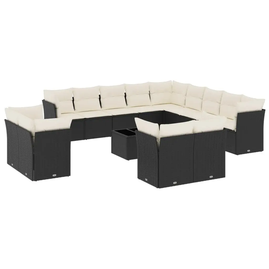 Garden Sofa Set PE Rattan 14 Piece Outdoor Furniture Black Patio Seating