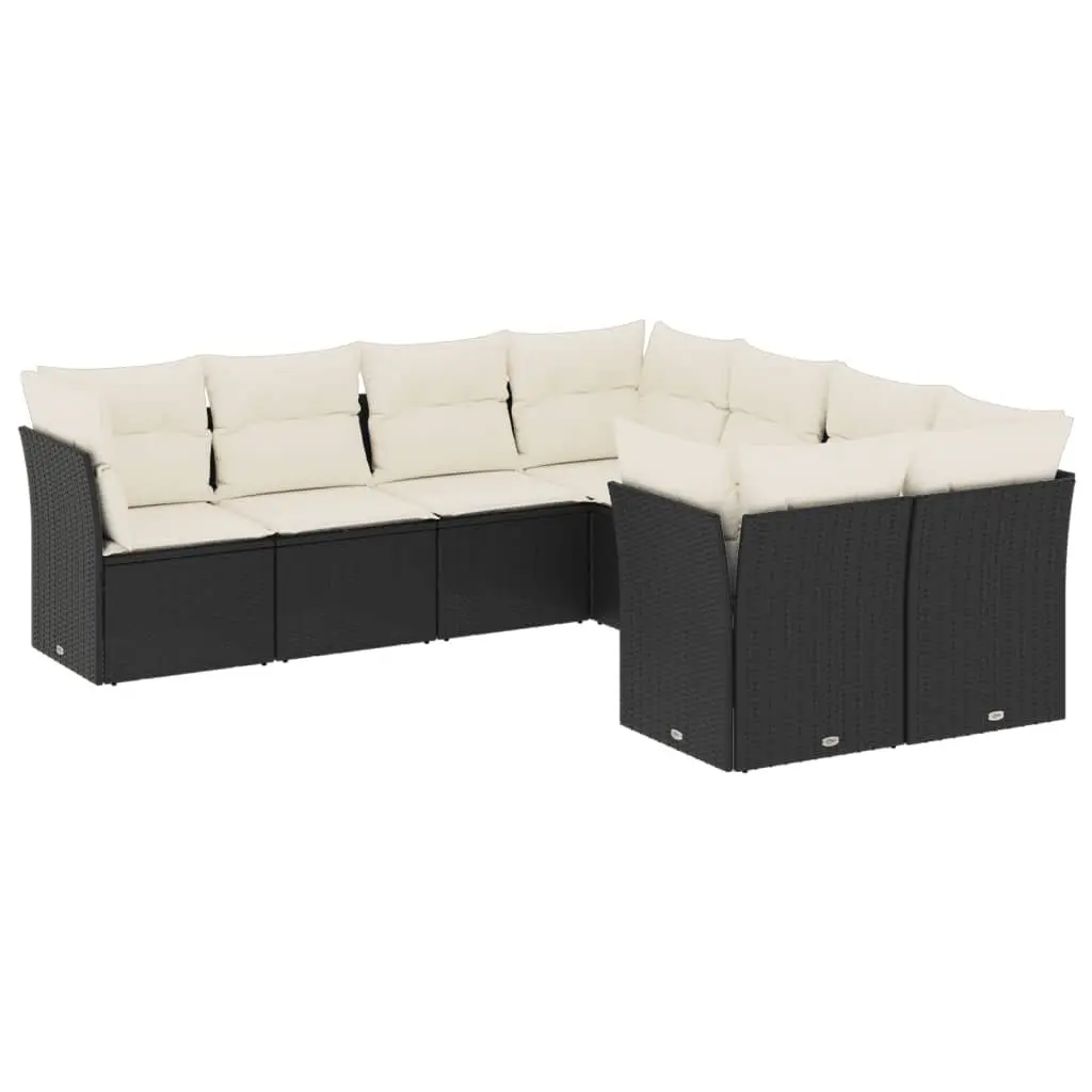 Garden Sofa Set 8 Piece Modular Outdoor Furniture Black PE Rattan