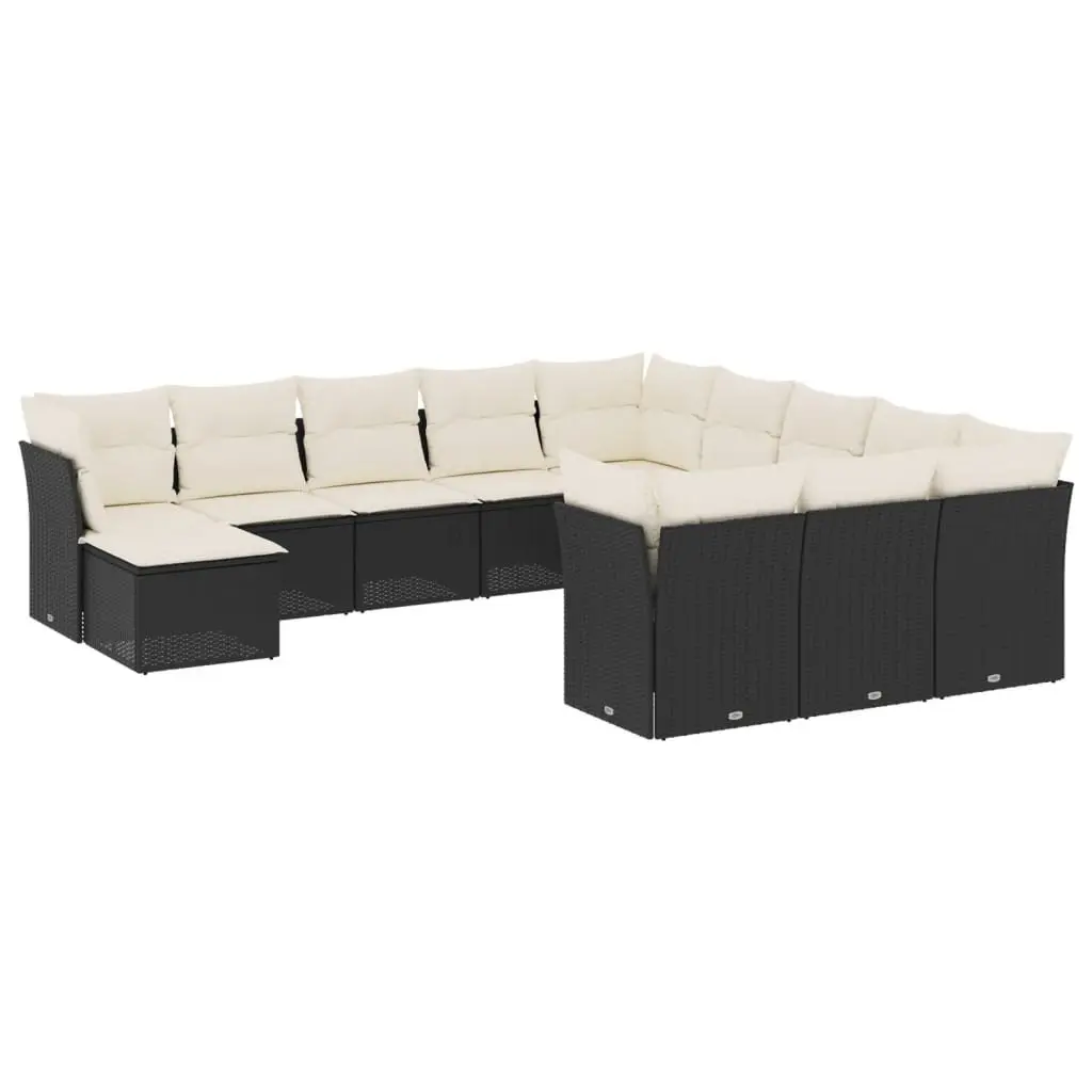 Outdoor Garden Sofa Set Modular PE Rattan 12 Piece Black Patio Furniture
