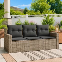 Versatile 3 Piece Grey Sofa Set for Outdoor Living