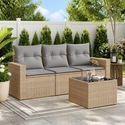 Practical 4-Piece Outdoor Sofa Set with Cushions, Beige