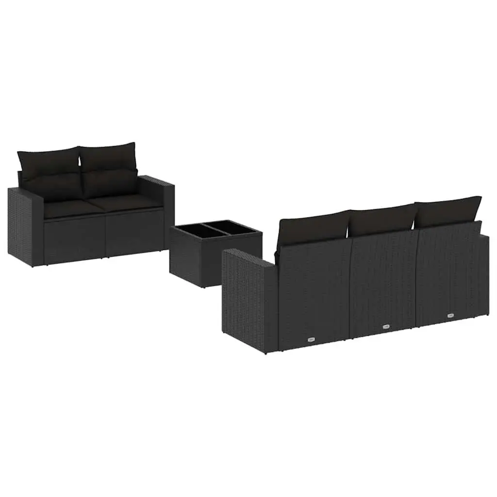 Garden Sofa Set Modular PE Rattan 6 Piece Outdoor Furniture Black Patio Lounge