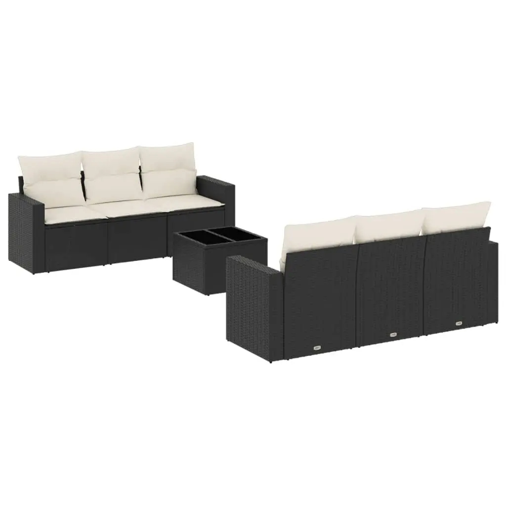 7 Piece Garden Sofa Set PE Rattan Modular Outdoor Patio Furniture Black with Cushions