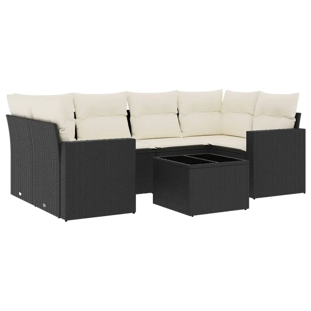 7 Piece Garden Sofa Set with Cushions Black Outdoor Furniture Patio Lounge