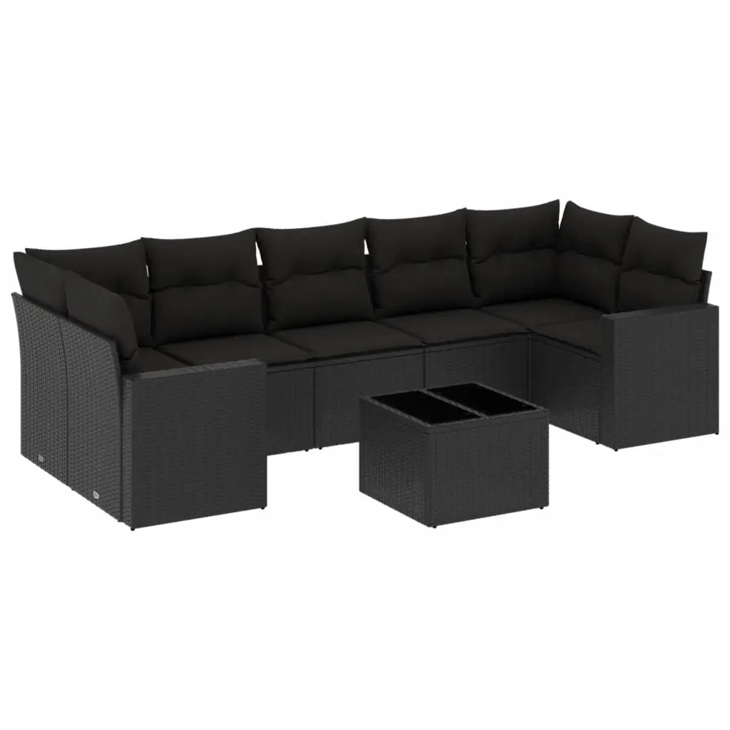8 Piece Outdoor Garden Sofa Set Patio Furniture with Cushions Black Rattan