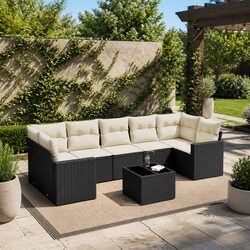 Practical Black Rattan Sofa Set for Outdoor Use