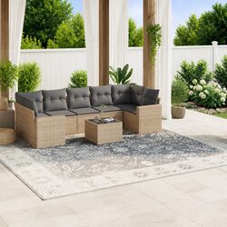 Beige Outdoor Sofa Set - 8 Piece Modular Patio Furniture