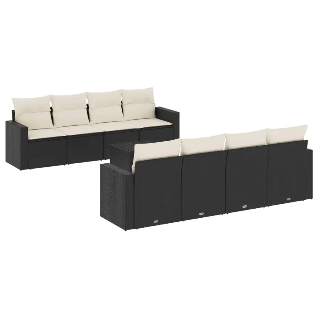 9 Piece Garden Sofa Set PE Rattan Outdoor Furniture Modular Black