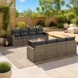 9-Piece Grey Outdoor Sofa Set for Relaxing Gatherings