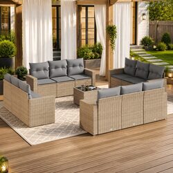Versatile 13-Piece Outdoor Sofa Set with Padded Cushions