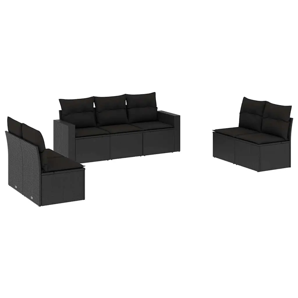 Garden Sofa Set Modular PE Rattan 7 Piece Outdoor Furniture Black