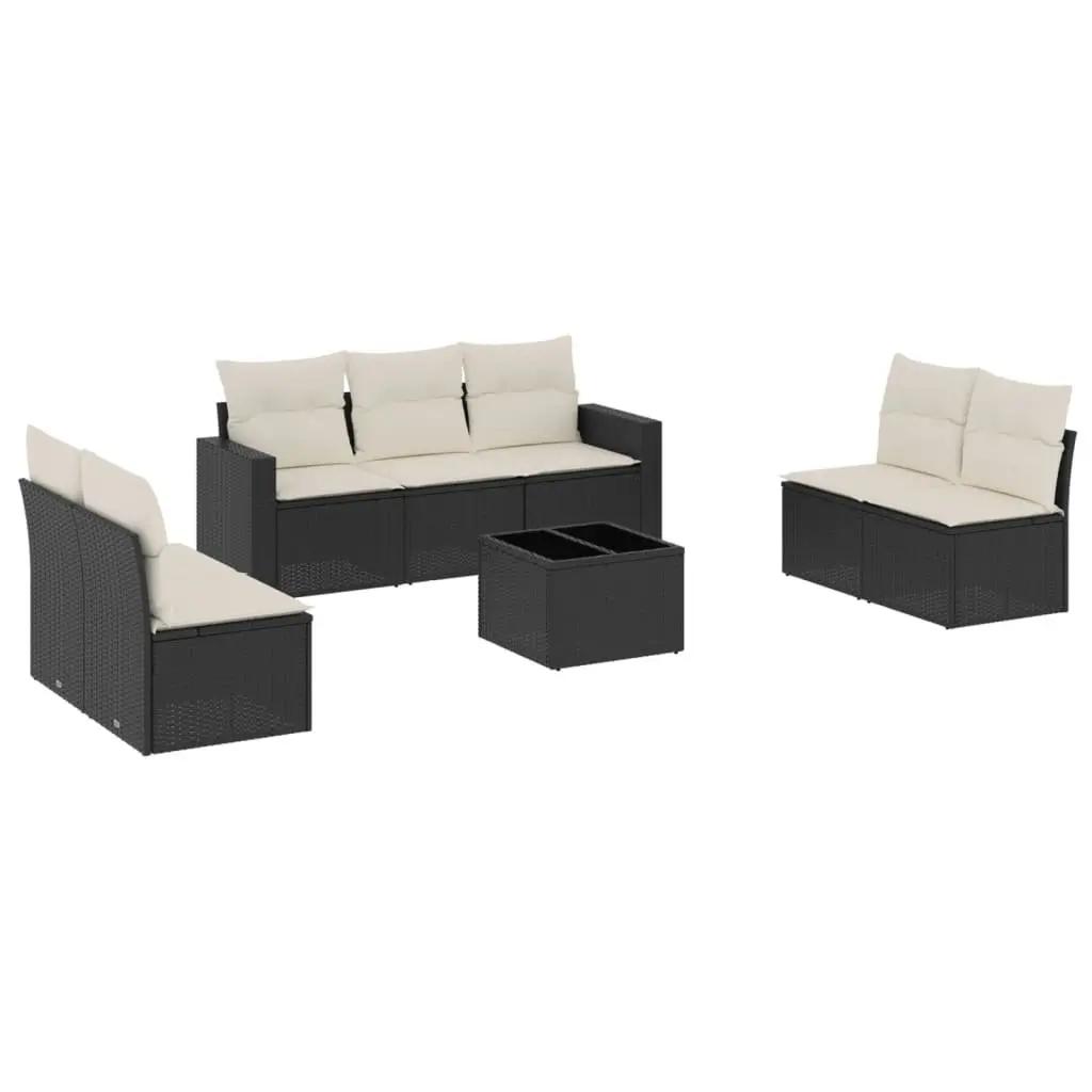 8 Piece Garden Sofa Set with Cushions Black Outdoor Patio Furniture Modular