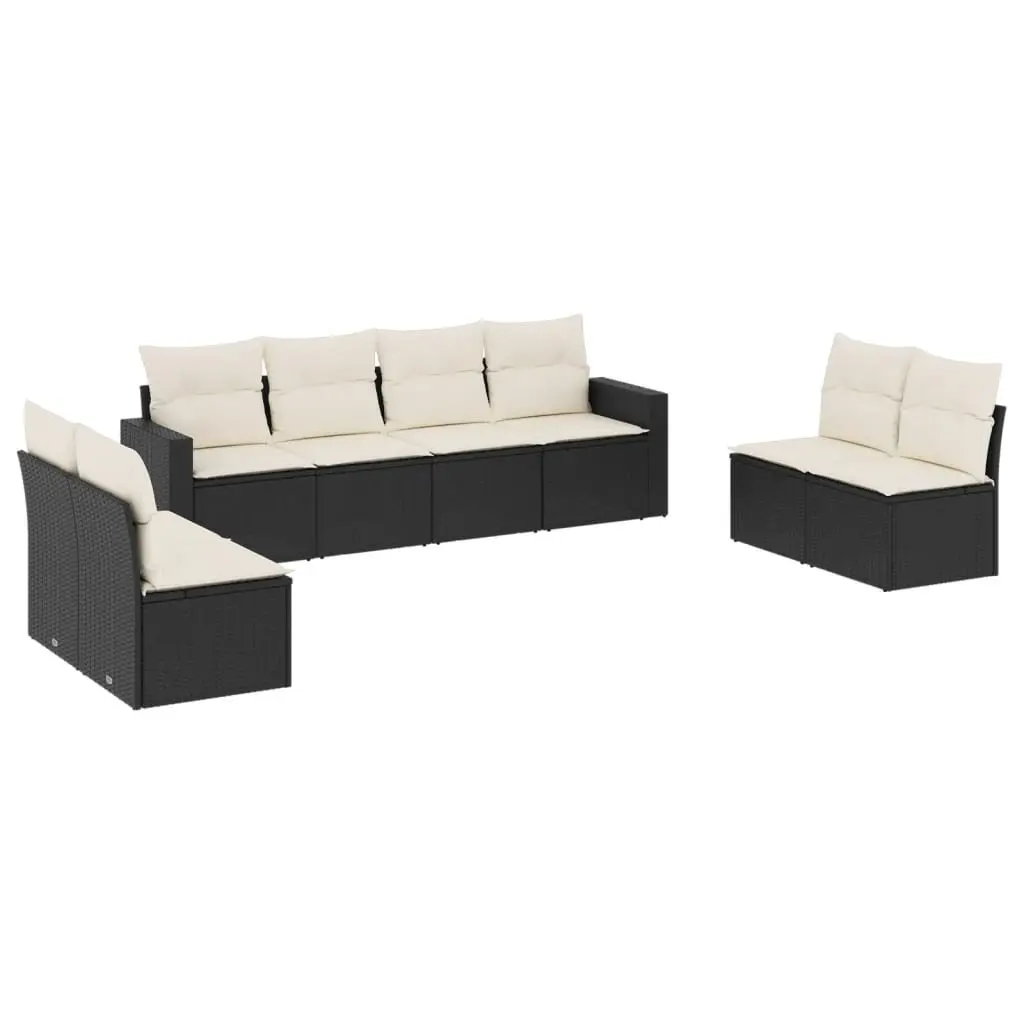 Garden Sofa Set 8 Piece Outdoor Furniture Black Poly Rattan Patio Seating with
