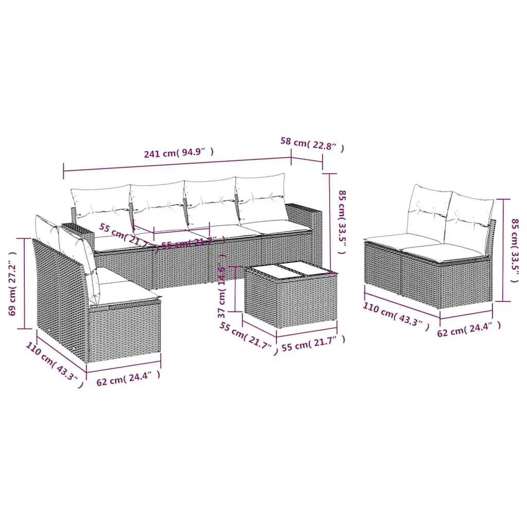 9-Piece Sofa Set for Various Outdoor Spaces
