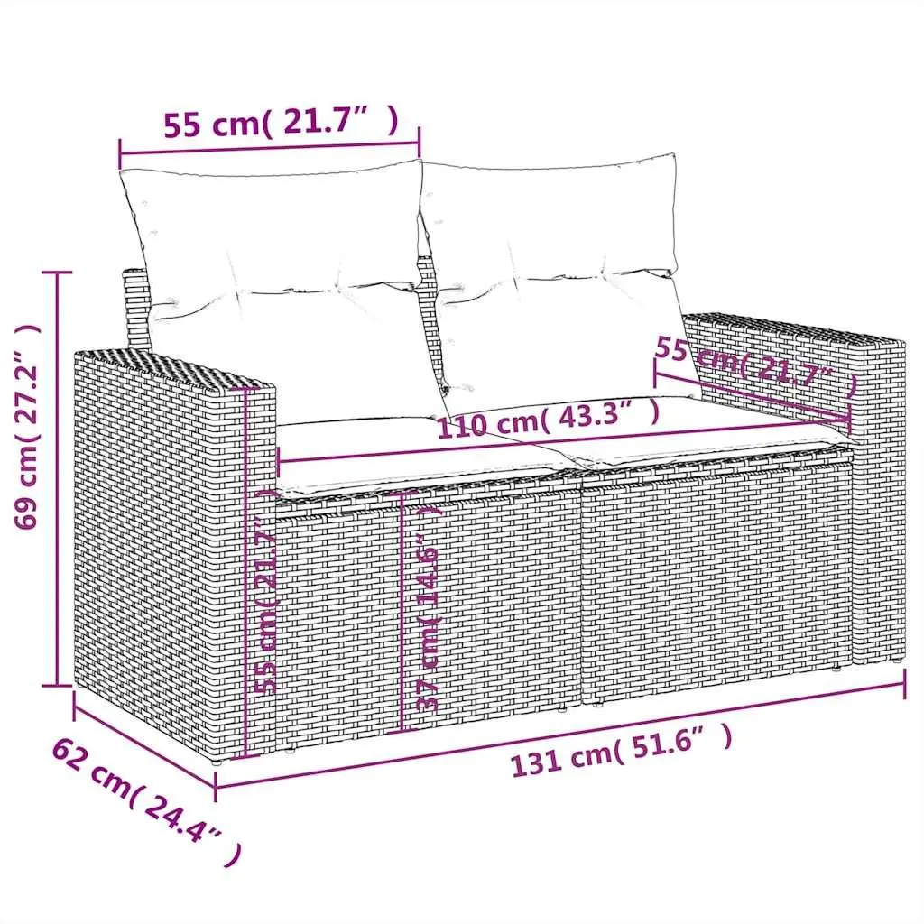 Outdoor Garden Sofa Set Poly Rattan 4 Piece Black