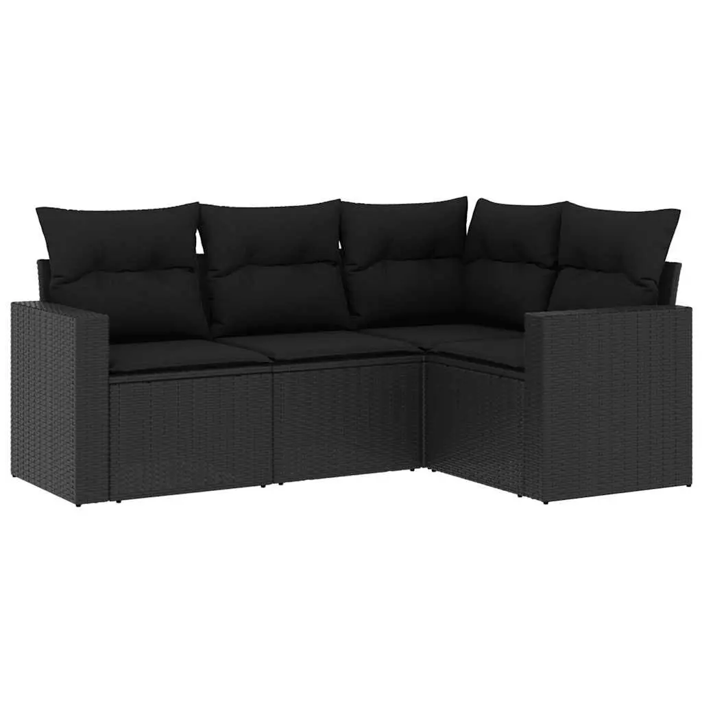 Garden Sofa Set PE Rattan Modular 4 Piece Outdoor Furniture Black