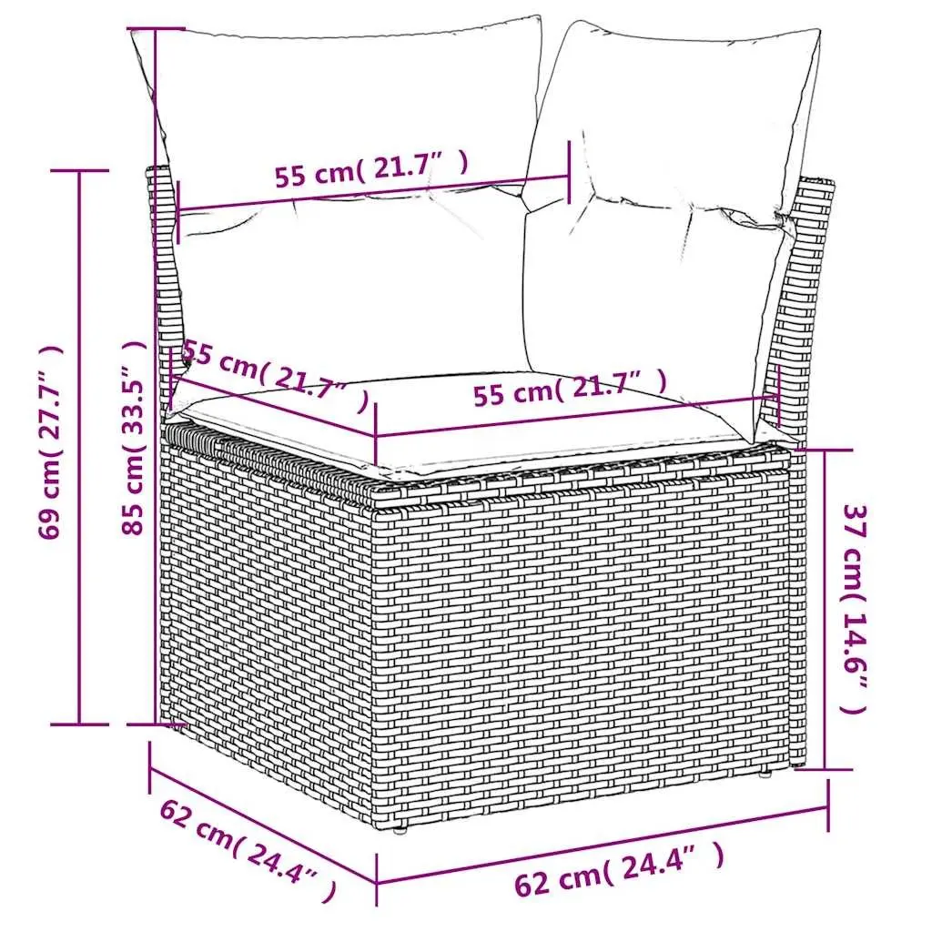 Outdoor Garden Sofa Set 5 Piece Poly Rattan Patio Furniture with Cushions Black