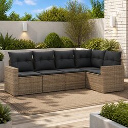 Perfectly Suited 5-Piece Grey Sofa Set for Any Outdoor Setting