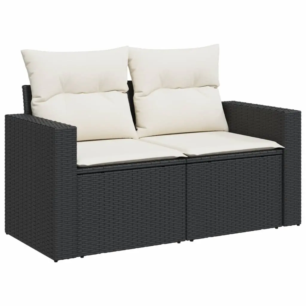 5 Piece Garden Sofa Set PE Rattan with Cushions Black