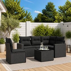 Practical 6 Piece Black Garden Sofa Set for Your Home