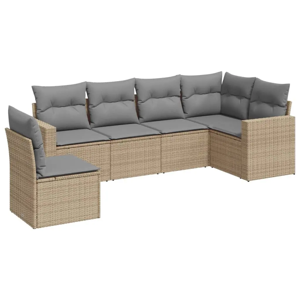 Outdoor Garden Sofa Set Modular PE Rattan 6 Piece Beige