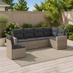 Practical 6 Piece Grey Garden Sofa for Outdoor Use