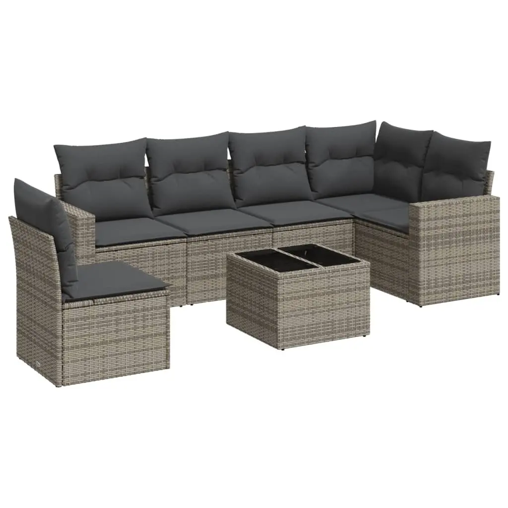 Garden Sofa Set 7 Piece Outdoor Furniture Patio Seating Grey with Cushions Table