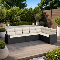 Black Rattan 7 Piece Garden Sofa Set