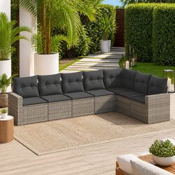 7 Piece Grey Garden Sofa Set for Outdoor Relaxation