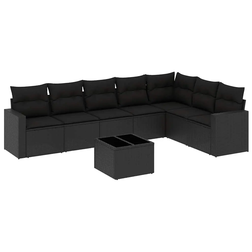 Garden Sofa Set PE Rattan Modular 8 Piece Outdoor Furniture with Cushions Black