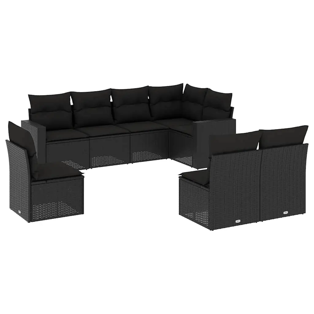 Garden Sofa Set PE Poly Rattan 8 Piece Outdoor Furniture with Cushions Black