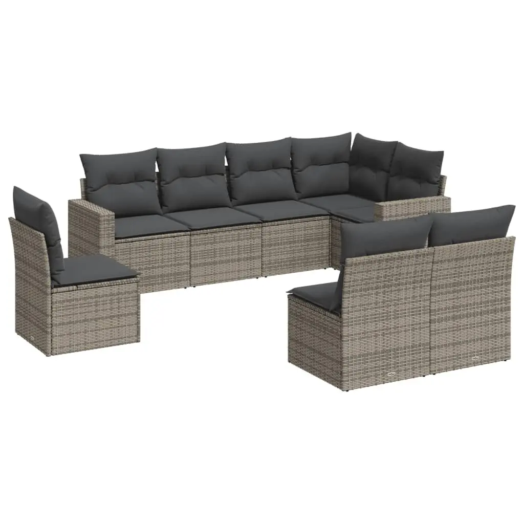 Garden Sofa Set PE Rattan Modular 8 Piece Outdoor Furniture Grey