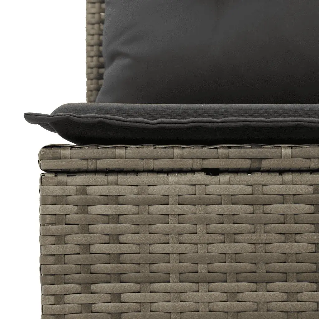 Garden Sofa Set 9 Piece Modular PE Rattan Outdoor Furniture Grey with Thick Cushions and Tempered Glass Tabletop