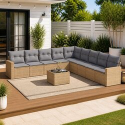 Versatile 10-Piece Outdoor Sofa Set in Beige