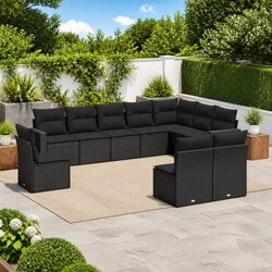 Practical 10 Piece Black Outdoor Sofa Set for Your Home