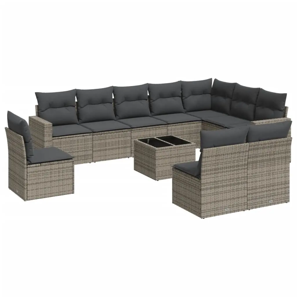 Garden Sofa Set 11 Piece Modular PE Rattan Outdoor Furniture Grey